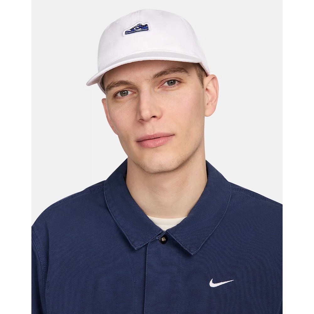 Nike Club® (UNISEX M/L) Unstructured Dunk Patch Cap - Adjustable Hat, White/Blue